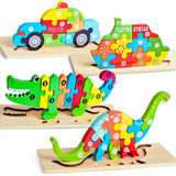 4-Pack Wooden Puzzles For Toddlers Age 2-4 Years Old