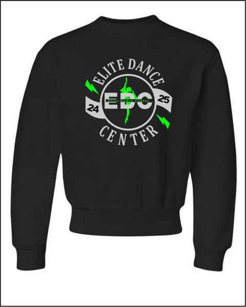 Youth Crewneck Sweatshirt - Black w/green