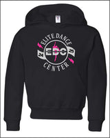 Youth Hooded Sweatshirt - Black w/pink