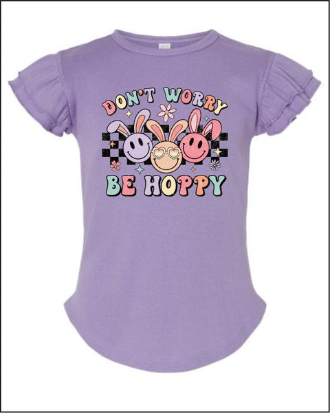 Toddler Don't Worry Be Hoppy Ruffle Sleeve