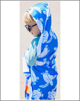 Hooded Child Sunscreen Towel - Blue Camo