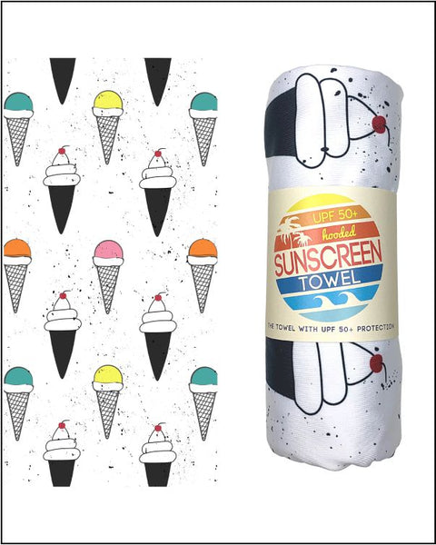 Hooded Child Sunscreen Towel - Ice Cream
