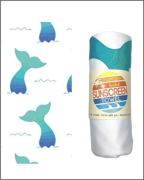 Hooded Child Sunscreen Towel - Mermaid Tail